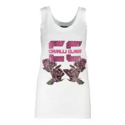 Dame Tank Top Hvid Rund Hals