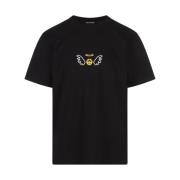 Grafisk Print Sort T-shirt