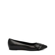 Sort Læder Slingback Ballerina Sko