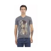 Elegant V-hals T-shirt med frontprint