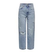 Denim High Waist Straight Leg Jeans