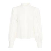 Frill Shirt Bright White Feminine Blouse