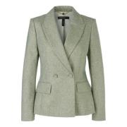 Grøn Herringbone Blazer med Guld Lurextråd