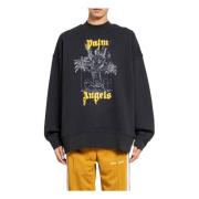 Sort Crewneck Blyant Grafisk Sweatshirt