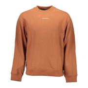 Brun Langærmet Crewneck Sweatshirt med Print Logo