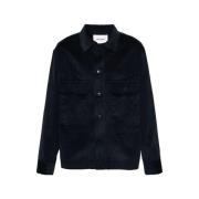 Marine Flannel Overshirt med Krave