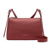 Brun Læder Crossbody Taske Metal Detaljer