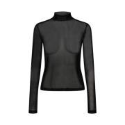 Mesh LS Slimfit Top, Sort