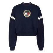 Blå College Stil Sweater