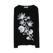 Mesh Blomsterprint Langærmet T-shirt