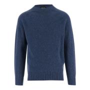 Blå Uld Crew Neck Sweater