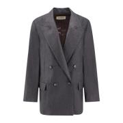 Oversize Virgin Wool Blazer med Peak Revers