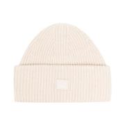 Beige Small Face Logo Beanie