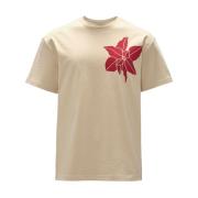 Blomstret Beige Bomulds T-shirt