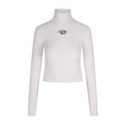 Hvid Turtleneck Ribstrikket Sweater