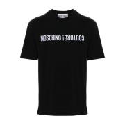 Sort Bomuld Jersey T-shirt med Logo