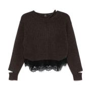 Ribstrikket Blonder Trim Sweater