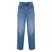 Stone-Washed Straight Leg Jeans