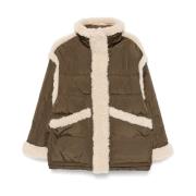 Foret Pudefrakke med Faux-Shearling Trim