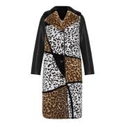 Leopard Print Vendbar Faux Fur Frakke