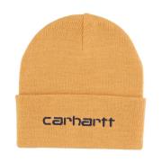 Script Beanie Hat i Ochre/Navy