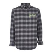 Grå Plaid-Check Flannel Skjorte