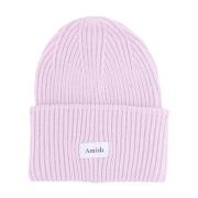 Hvid uldblanding beanie hat