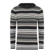 Stribet Jacquard Pullover Bluse Kul