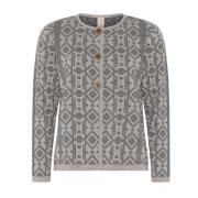 Jacquard Buttoned Cardigan i Beige