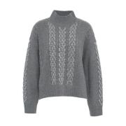 Strass Cable Strik Turtleneck Sweater