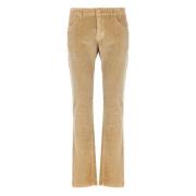 Beige Corduroy Bukser med Logo Patch