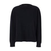 Sort Crewneck Sweater med Mikro Pailletter