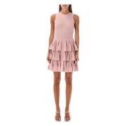 Pink Ruffled Mini Dress Illustration