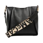 Perforeret logo crossbody taske i sort