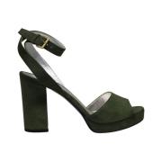 Laura platform sandal i khaki ruskind