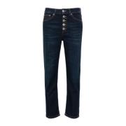 Indigo Blå Denim Tapered Leg Jeans