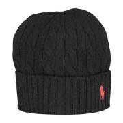 Broderet Sort Herre Beanie Hat