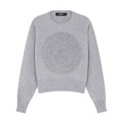 Grå Uld-Kashmir Sweater med Medusa Motif