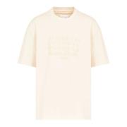 Lys Beige Bomuld T-shirt med Unikke Numre