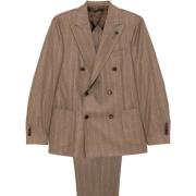 Brun Pinstripe Suit med Broche Detalje