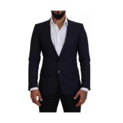 Blå Uld Slim Fit Formel Blazer