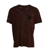 Brun Bomulds T-shirt med Farvesplash