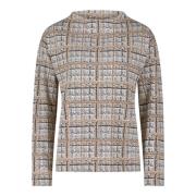 Jacquard Check Sweatshirt med Roll Neck