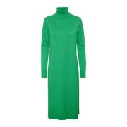 Verdant Green Melange Roll Neck Kjole