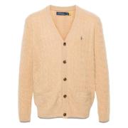 Luksus V-Neck Cardigan i Sand