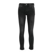 Sort Skinny Jeans med Rhinestone Pynt