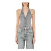 Denim Gilet Vest til Kvinder