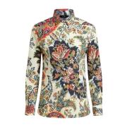 Paisley Print Button-Up Skjorte