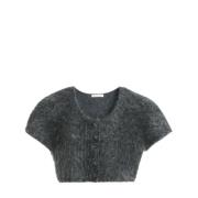 Grå Uld Cropped Cardigan