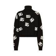 Sort Monogram Højhalset Sweater